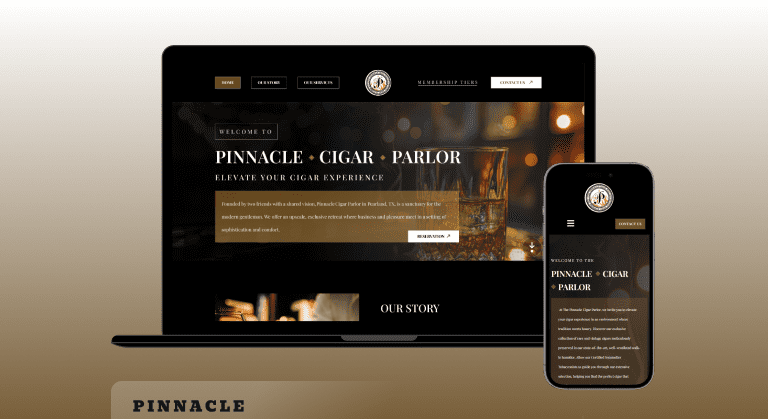 Pinnacle Cigar Parlor branding and website design by IMPROZ