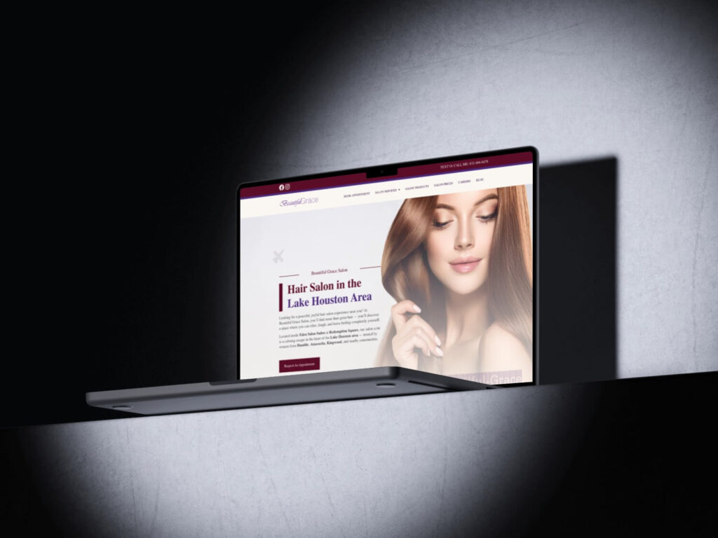 This is a desktop display of Grace Salon Website