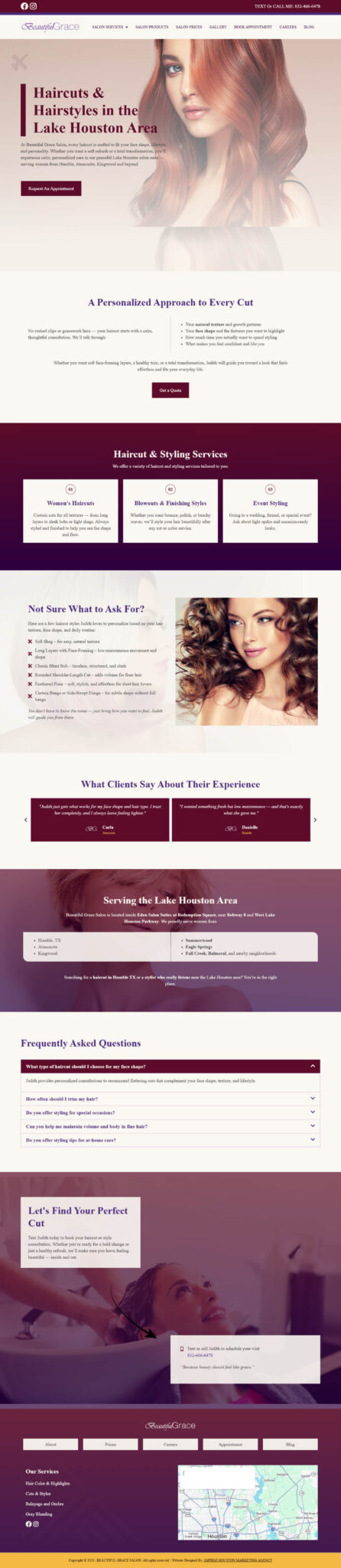 Service page of Beautiful Grace Salon