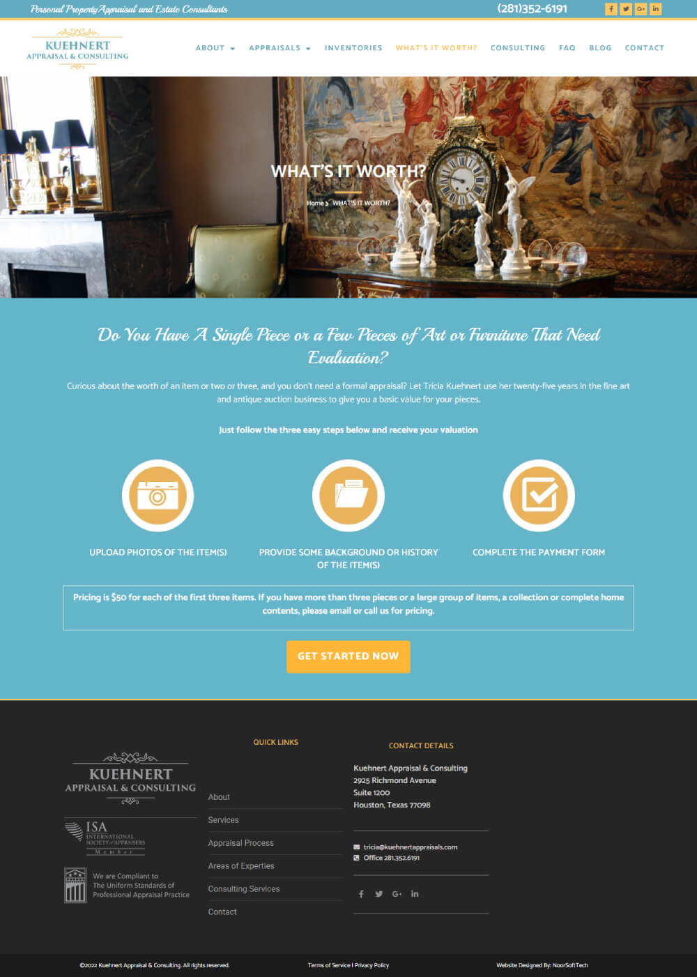 Kuehnert Appraisal & Consulting personal property appraisal services website walkthrough
